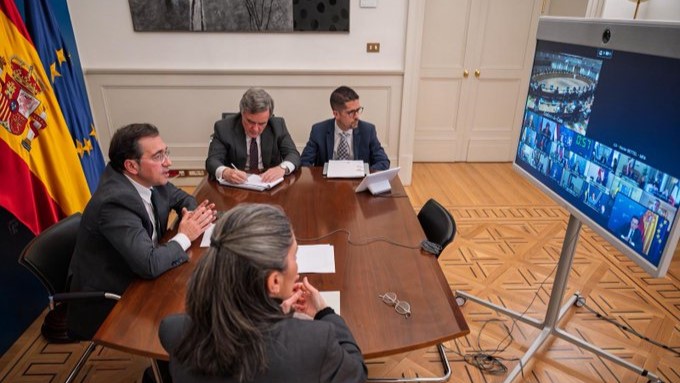Albares participa por videoconferencia na reunión extraordinaria de ministros de Asuntos Exteriores da UE