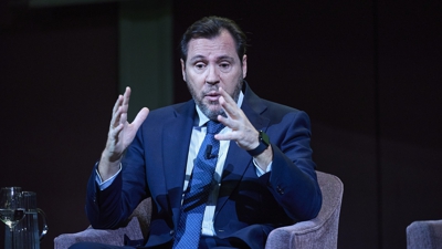 Óscar Puente, ministro de Transportes, este luns nun acto en Madrid (Europa Press/Jesús Hellín)