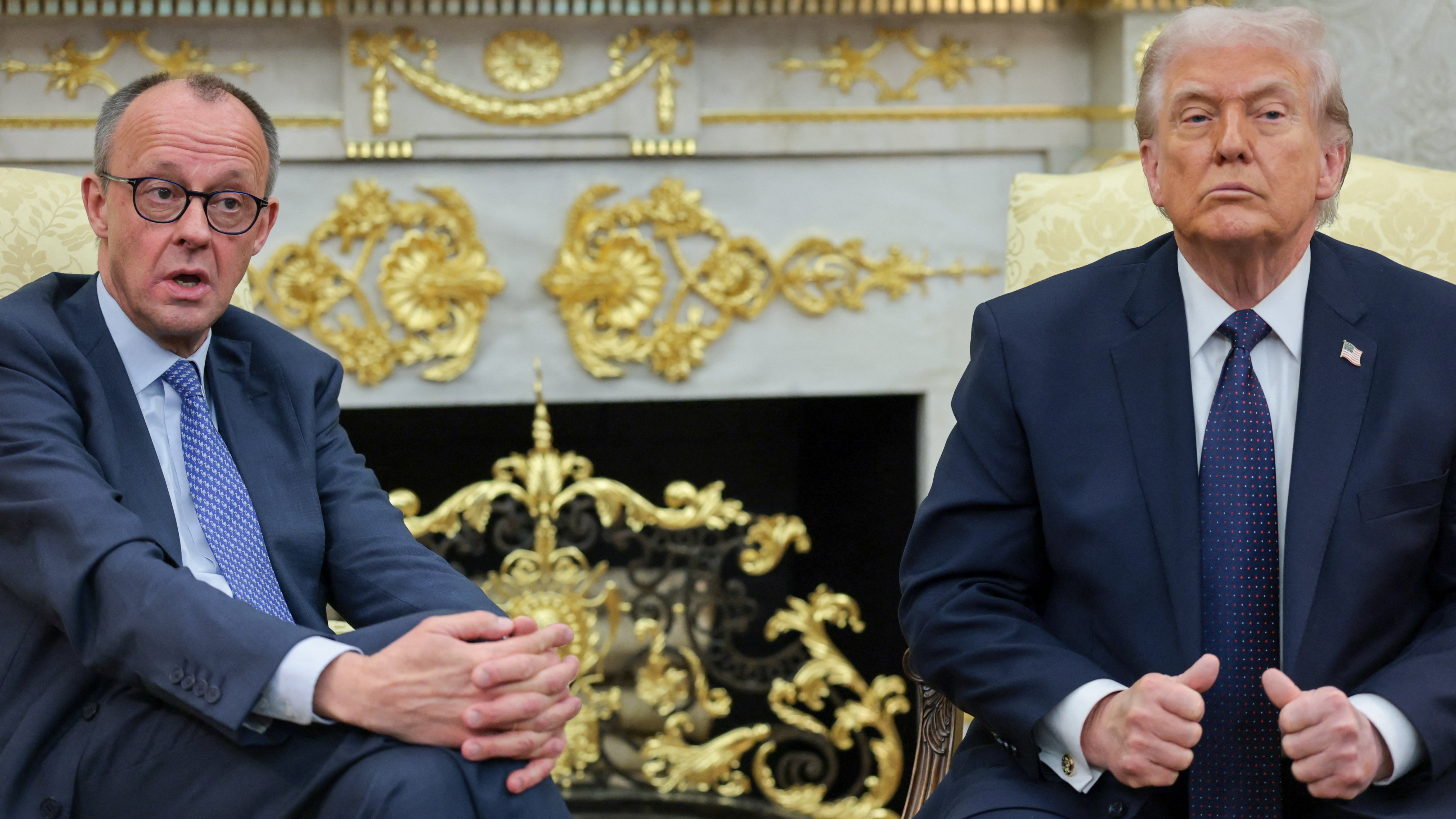 Donald Trump reuniuse este martes co chanceler alemán, Friedrich Merz (REUTERS/Jonathan Ernst)