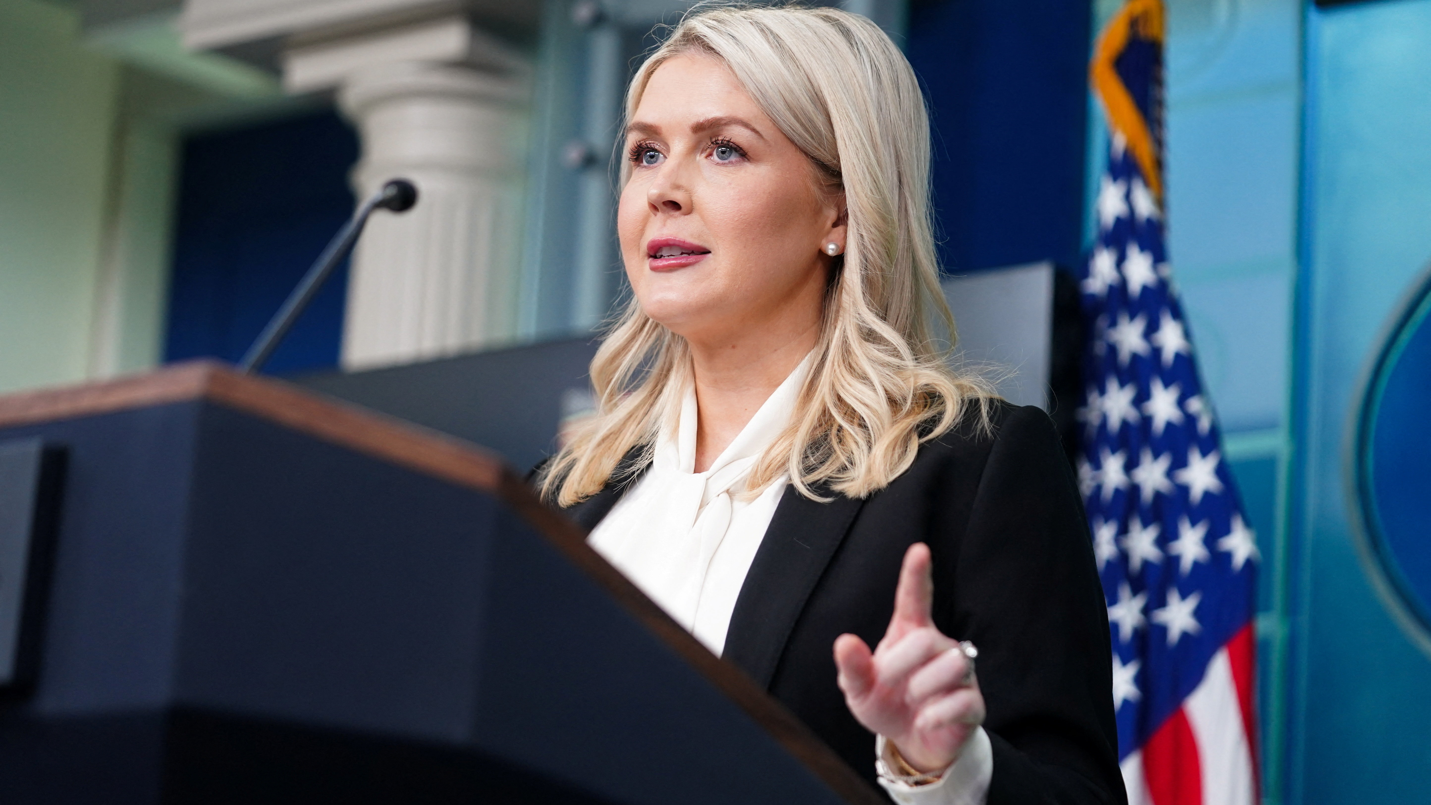A secretaria de Prensa da Casa Branca, Karoline Leavitt. REUTERS/Nathan Howard