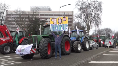 Protesta de agricultores contra Mercosur en Estrasburgo (REUTERS)