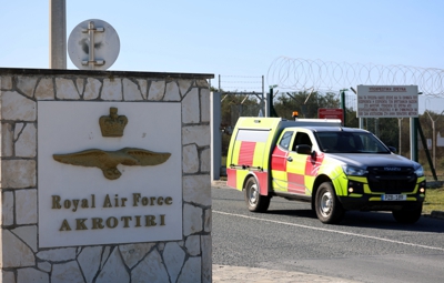 Entrada da base da RAF en Akrotiri. Reuters