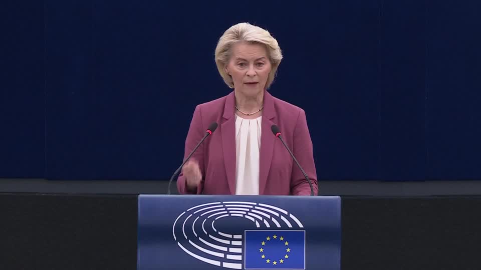 Ursula von der Leyen este mércores no Parlamento Europeo (Reuters)