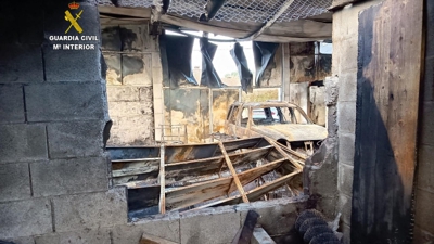 Estado no que quedou a nave de Tomiño