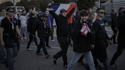 Seareiros do Olympique de Lyon en Vigo (Europa Press/Adrián Irago)