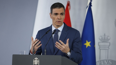 Pedro Sánchez, durante a súa comparecencia deste venres. EFE/Javier Lizón