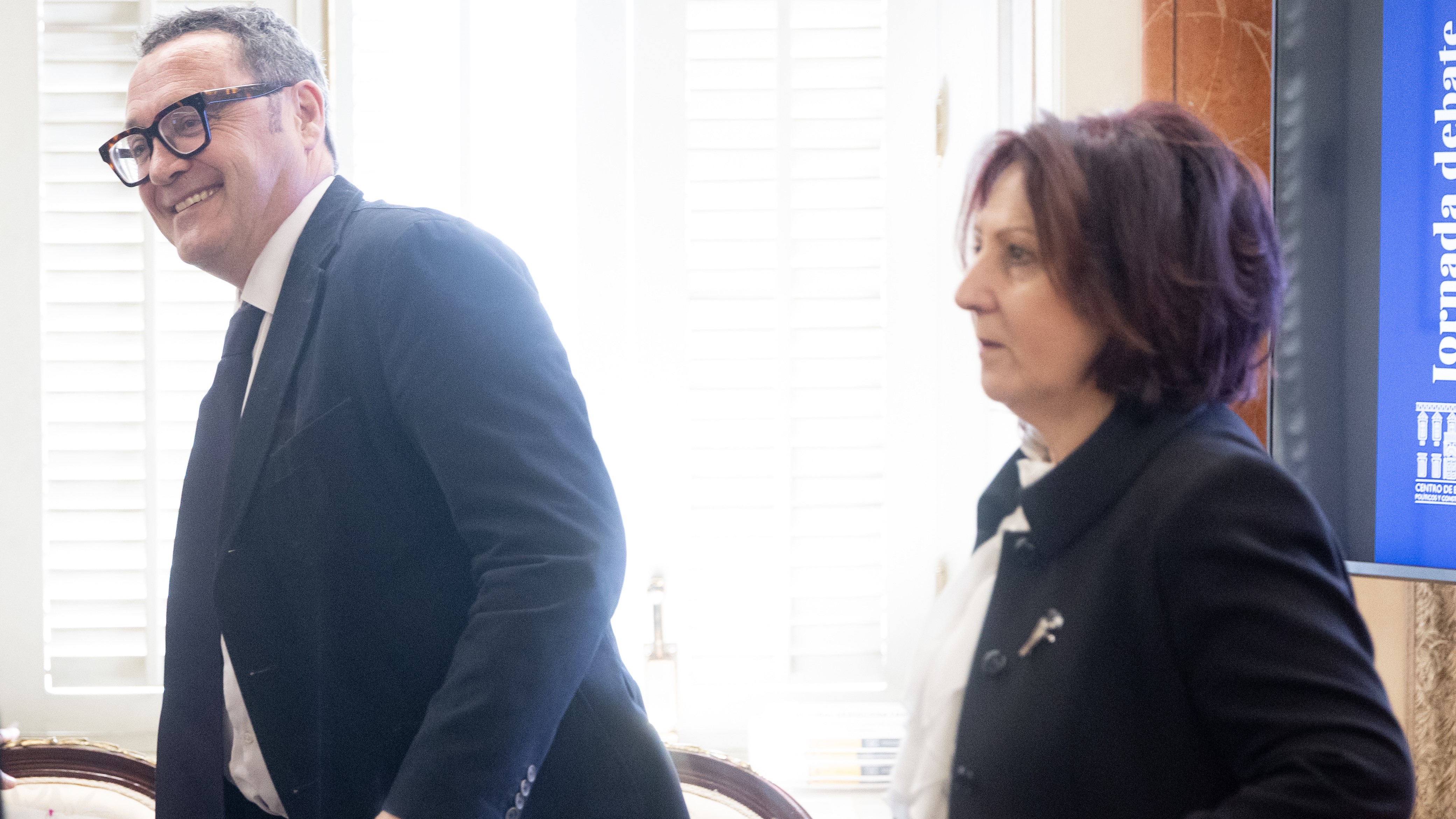 A fiscal xeral do Estado, Teresa Peramato Martín, e o exfiscal xeral, Álvaro García Ortiz, durante unhas xornadas de debate celebradas en marzo de 2026 en Madrid (Eduardo Parra/Europa Press)