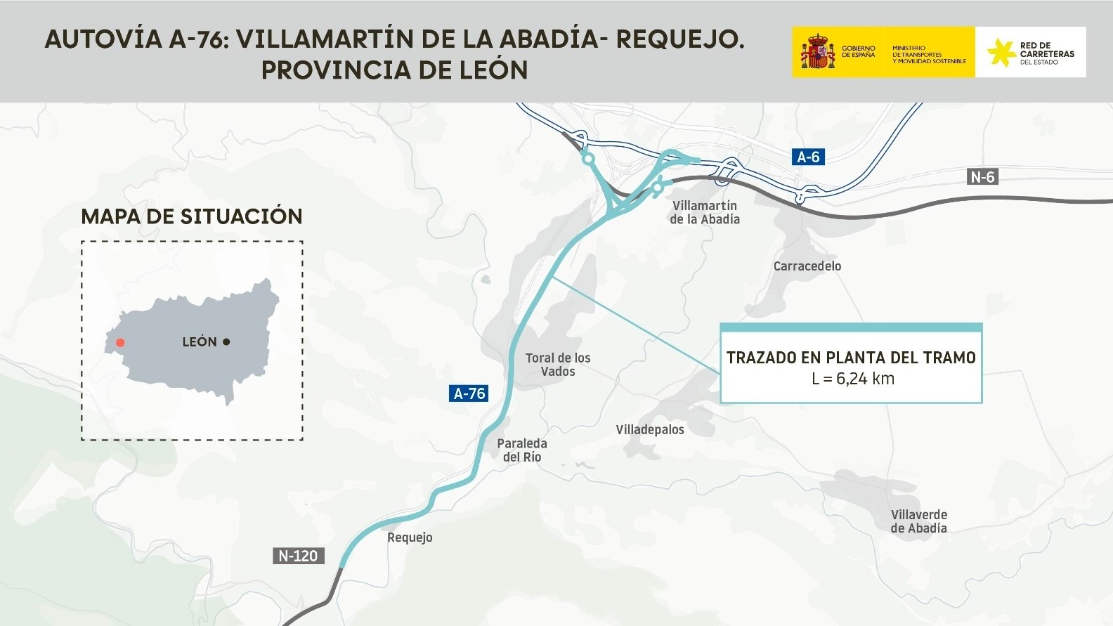 A actuación será entre as localidades de Villamartín de la Abadía e Requejo. Ministerio de Transportes.