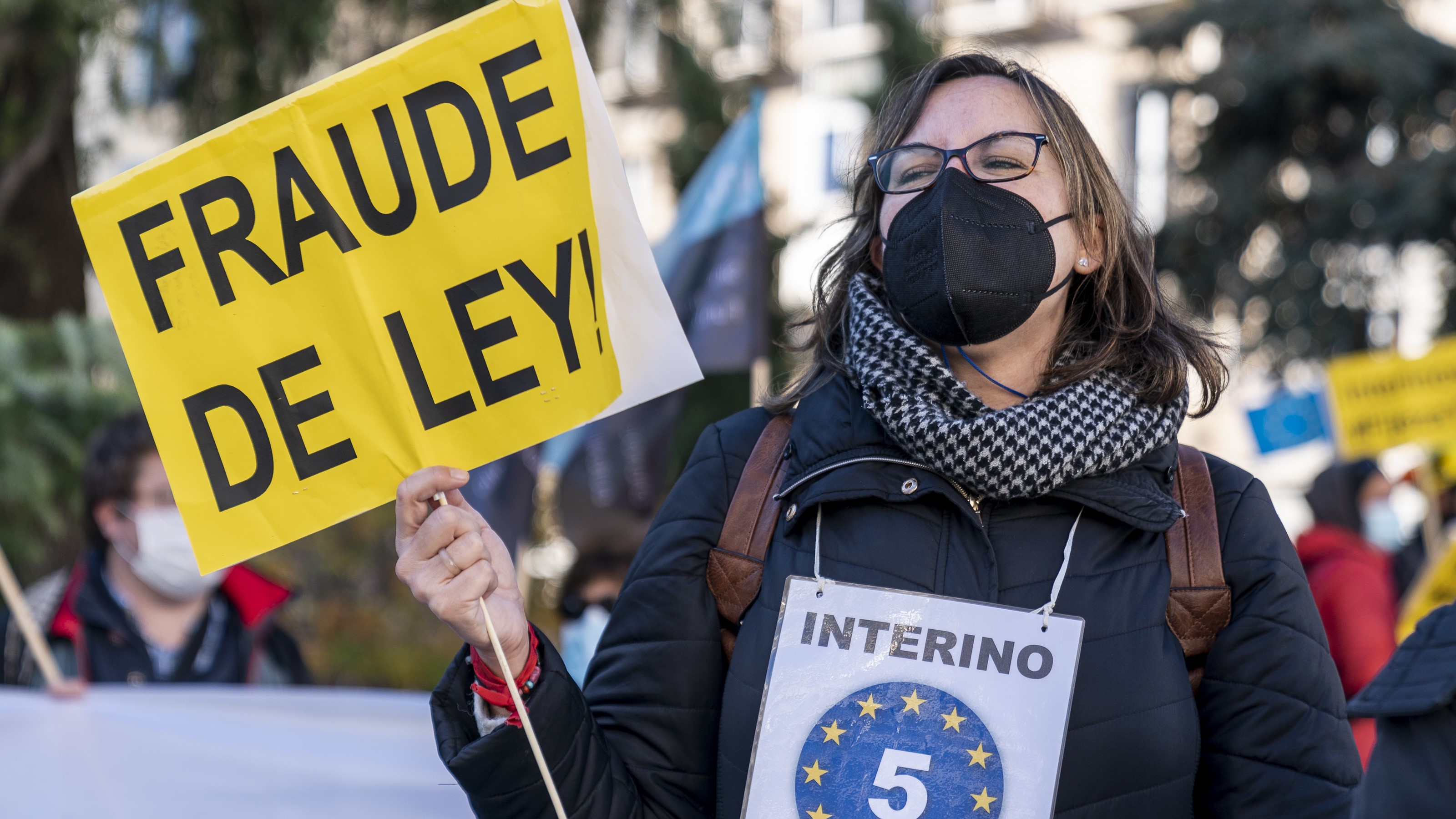 Protesta de traballadores interinos en Madrid. Arquivo (Europa Press/A. Pérez Meca).