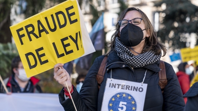 Protesta de traballadores interinos en Madrid. Arquivo (Europa Press/A. Pérez Meca)