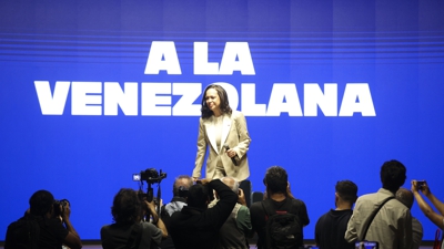 Machado na conferencia de prensa ofrecida en Madrid. EFE/Víctor Lerena