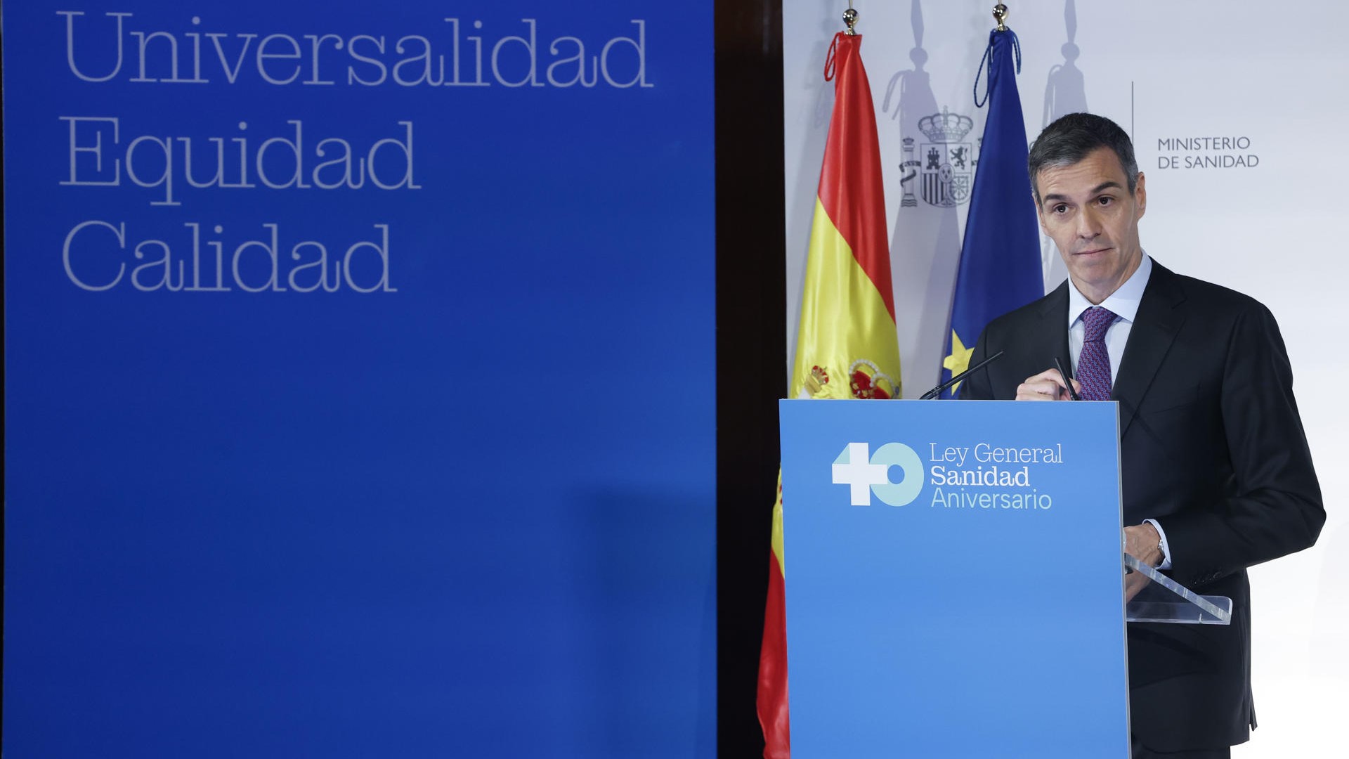 Sánchez fixo o anuncio no acto de conmemoración do 40 aniversario da Lei Xeral de Sanidade. EFE/Javier Lizón
