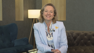 A presidenta do Banco Europeo de Investimentos, Nadia Calviño, este xoves nunha entrevista no 'Bos días'