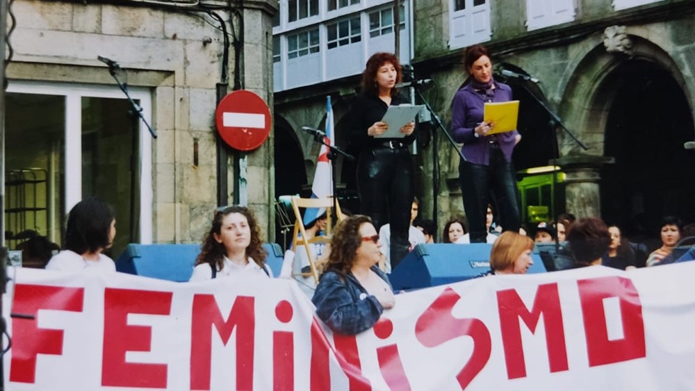 Con Ana Romaní un 8 de marzo (Arquivo de Mulheres Nacionalistas Galegas vía RAG)