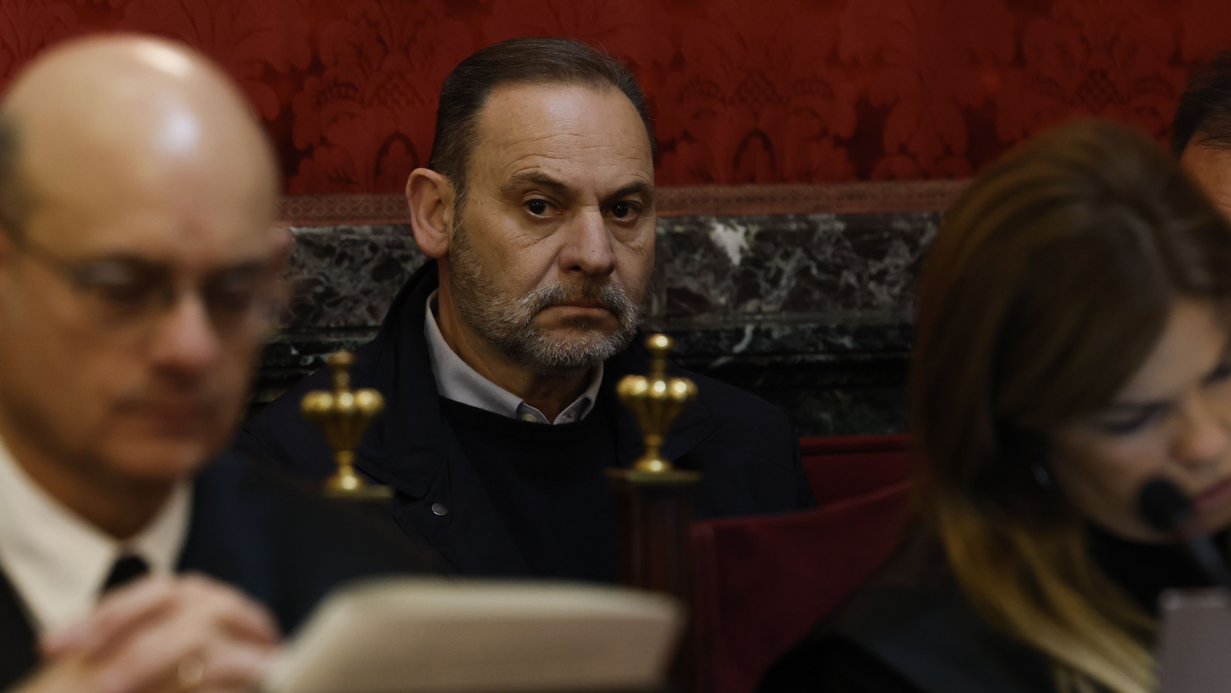 O exministro Jose Luis Ábalos durante a audiencia preliminar no Tribunal Supremo celebrada o pasado  mes de febreiro (Pool)