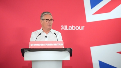 Imaxe do discurso de Starmer este luns. Europa Press/James Manning