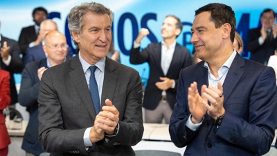 Núñez Feijóo e Juanma Moreno no Comité Nacional do PP  (EFE/Partido Popular/ Diego Puerta)