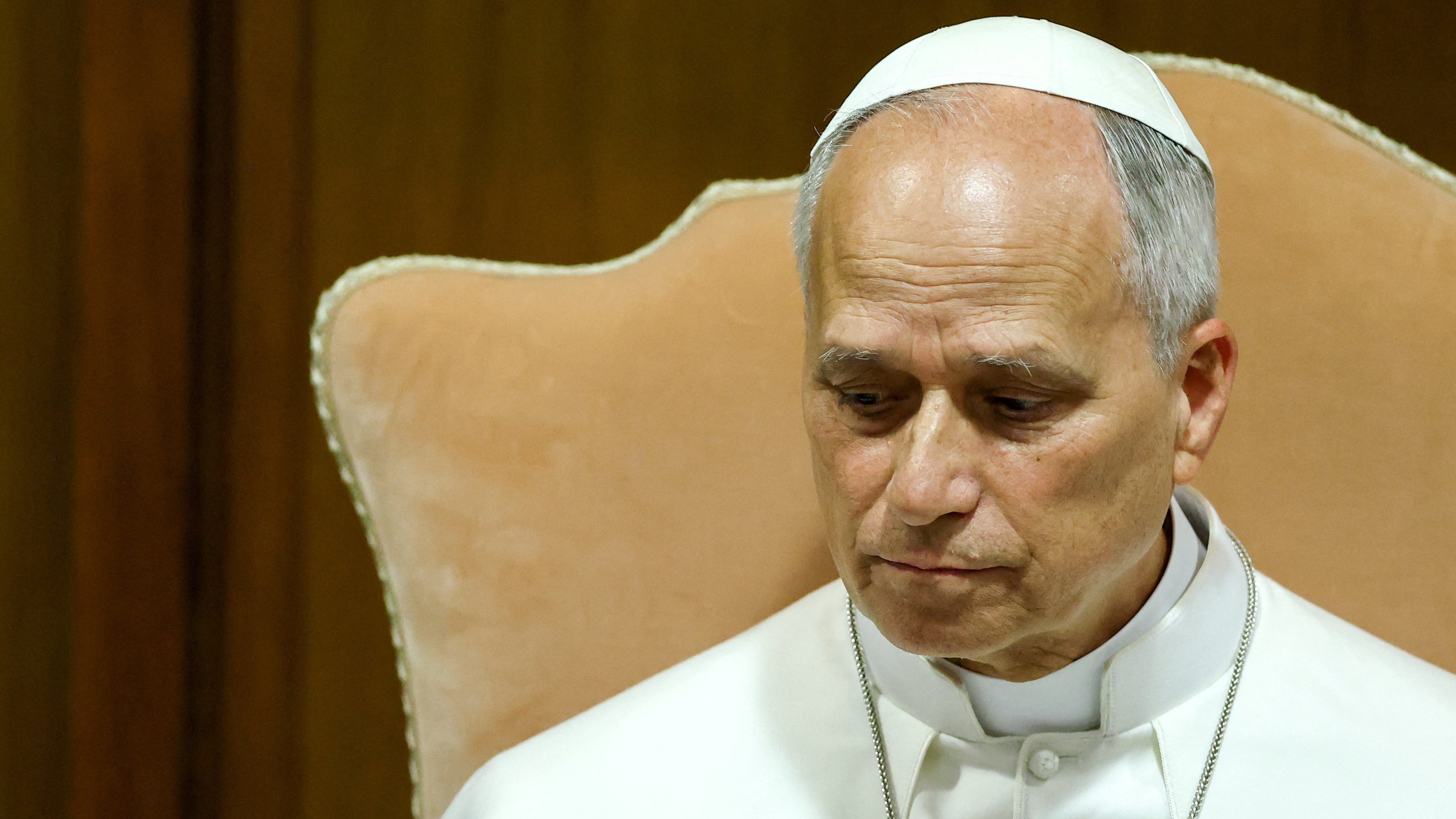 O papa León XIV, este luns durante a presentación da enciclíca 'Magnifica humanitas' (Reuters/Yara Nardi)