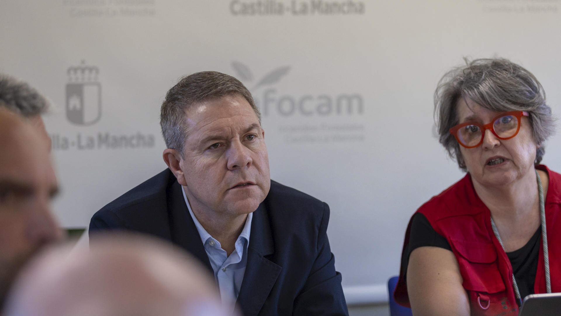 O presidente de Castela-A Mancha, Emiliano García-Page, convocou o Centro de Coordinación Operativa (Cecop) para facer fronte ao incendio declarado na Academia de Infantería de Toledo. EFE/Ángeles Visdómine