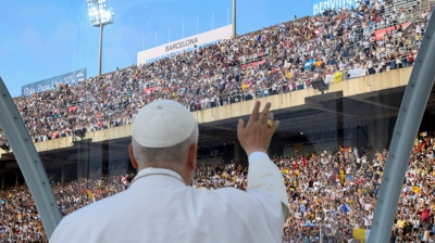 DIRECTO: Reuters / IMAXE: León XIV, este martes no Estadio Olímpico de Barcelona (Simone Risoluti/Vatican Media)