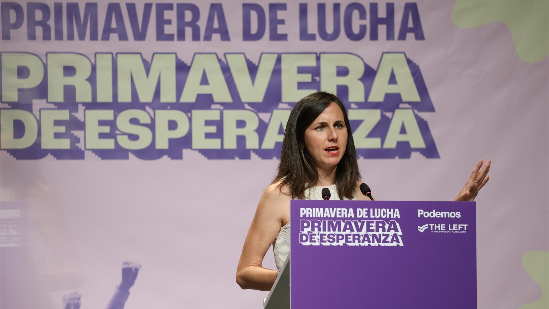 Ione Belarra, durante a xornada ‘Primaveira de loita, primaveira de esperanza’. (Europa Press/ Alejandro Martínez Vélez )