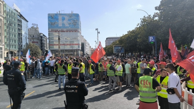 Protesta de traballadores do sector do metal na provincia da Coruña (Remitida/Handout por CIG)