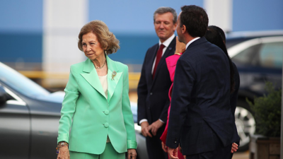 A Raíña Sofía, nunha imaxe de arquivo co presidente da Xunta Alfonso Rueda. Raúl Lomba - Europa Press - Arquivo