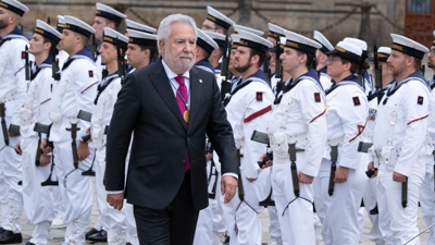 O presidente do Parlamento, na Ofrenda ao Apóstolo de 2024 (César Arxina/Europa Press)