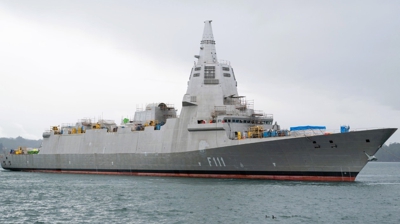 Fragata Bonifaz facendo probas na ría de Ferrol. Arquivo. Europa Press