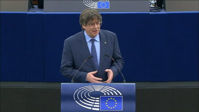 Imaxe de arquivo de Carles Puigdemont no Parlamento Europeo