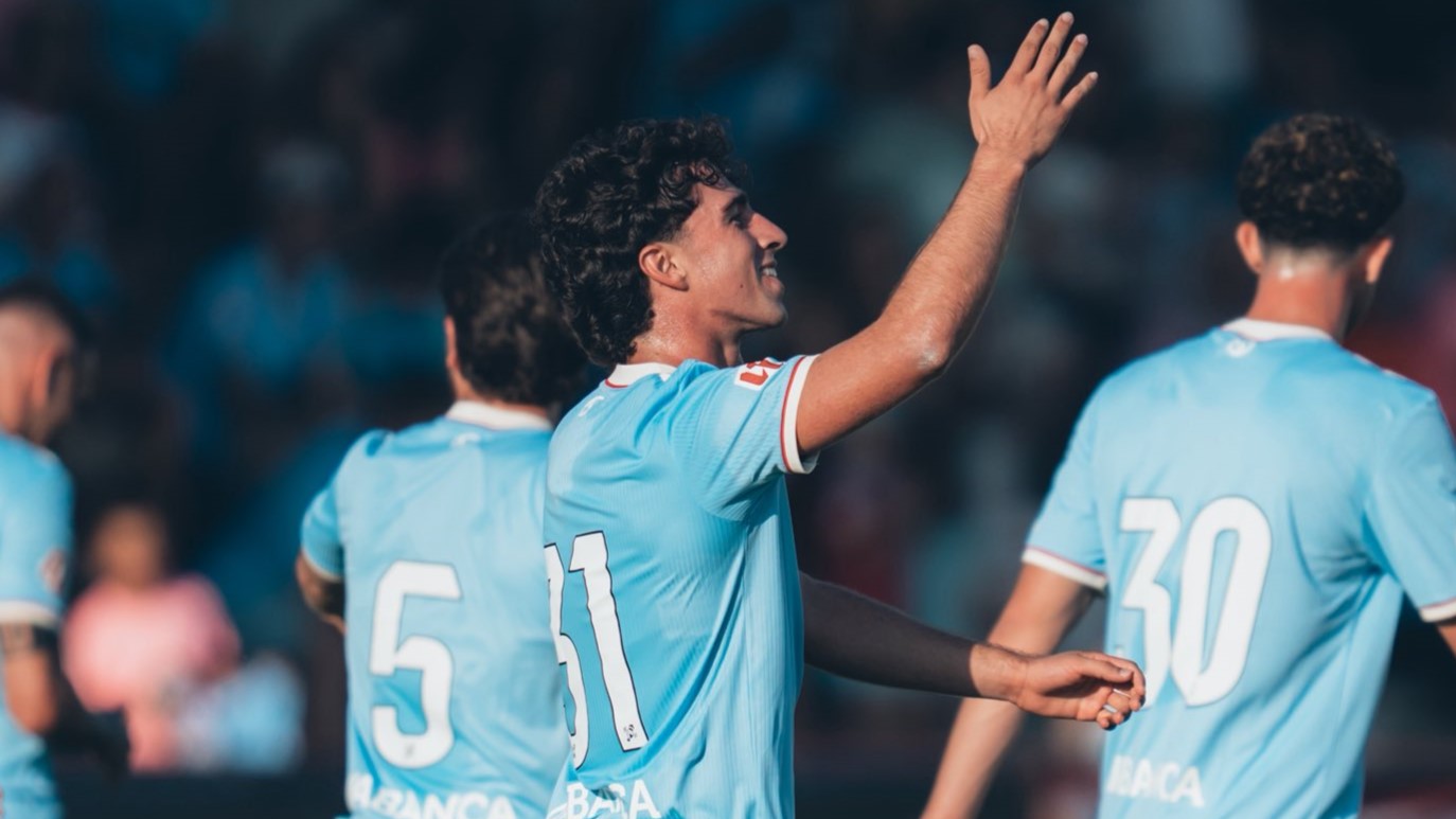 Hugo González celebrando o seu gol contra o Arousa / @RCCelta