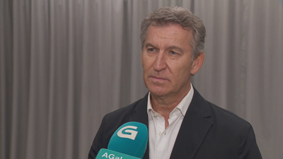 O presidente nacional do PP, Alberto Núñez Feijóo, este domingo en Ceuta, durante a entrevista concedida a Televisión de Galicia