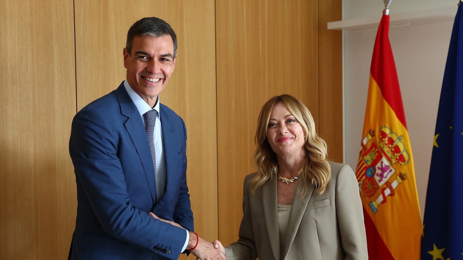 Pedro Sánchez e Giorgia Meloni. Fernando Calvo/Europa Press (Arquivo)