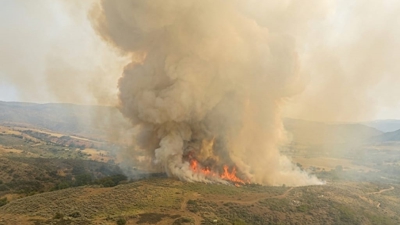 Imaxe do incendio de Baltar publicada nas redes sociais da Brif de Laza
