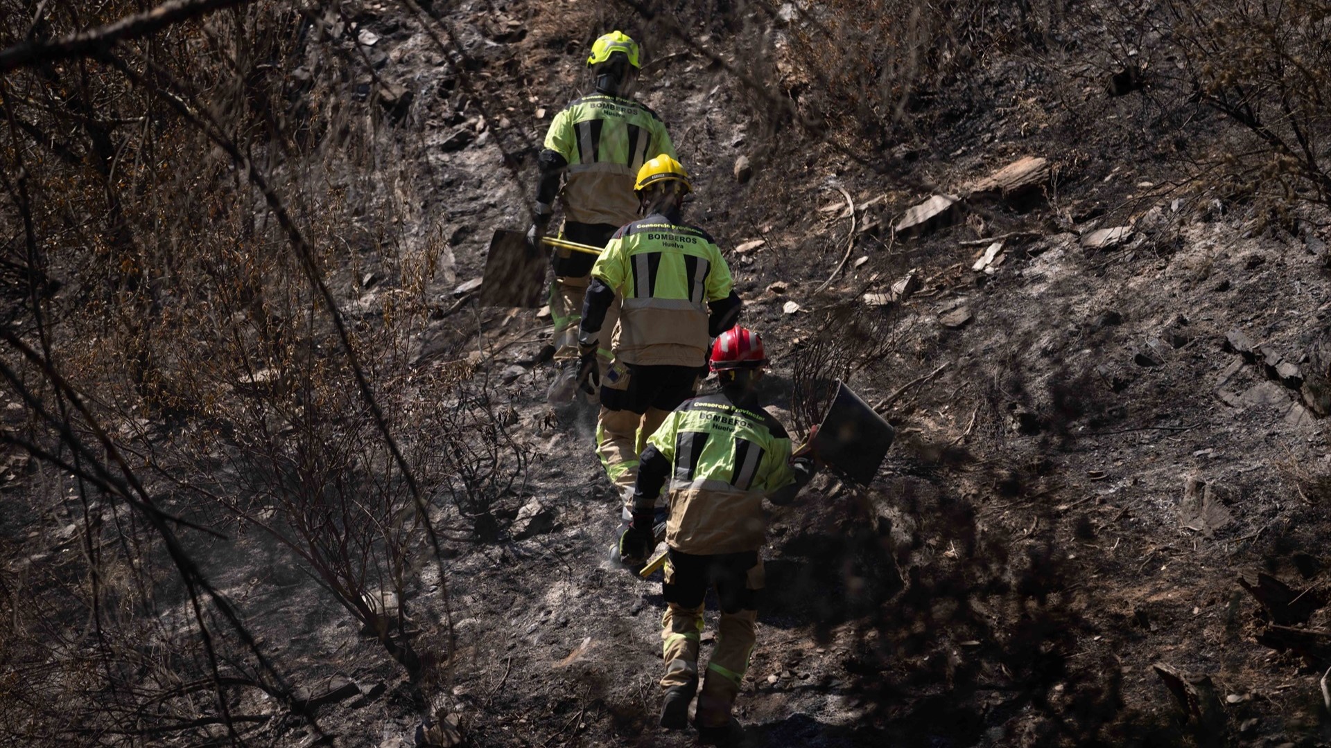 Operativo desplegado no incendio de Niebla. Clara Carrasco / Europa Press