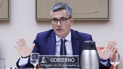 O ministro de Xustiza, Felix Bolaños, durante a comparecencia no Congreso deste xoves (EFE/Mariscal)