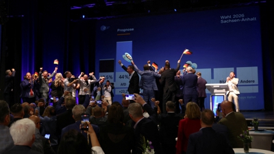 Partidarios do AfD celebran os resultados provisionais. REUTERS/Thilo Schmuelgen