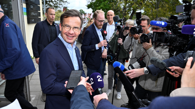 Ulf Kristersson o 13 de setembro, tras a votación. Reuters