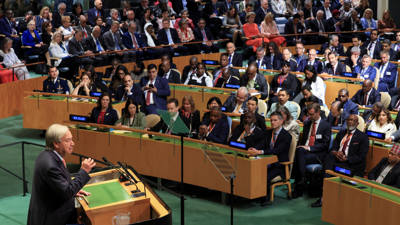 Guterres, na súa intervención deste martes para abrir a Asemblea Xeral da ONU ( REUTERS/BRENDAN MCDERMID)