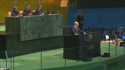O líder israelí durante a súa intervención na Asemblea Xeral da ONU. Reuters