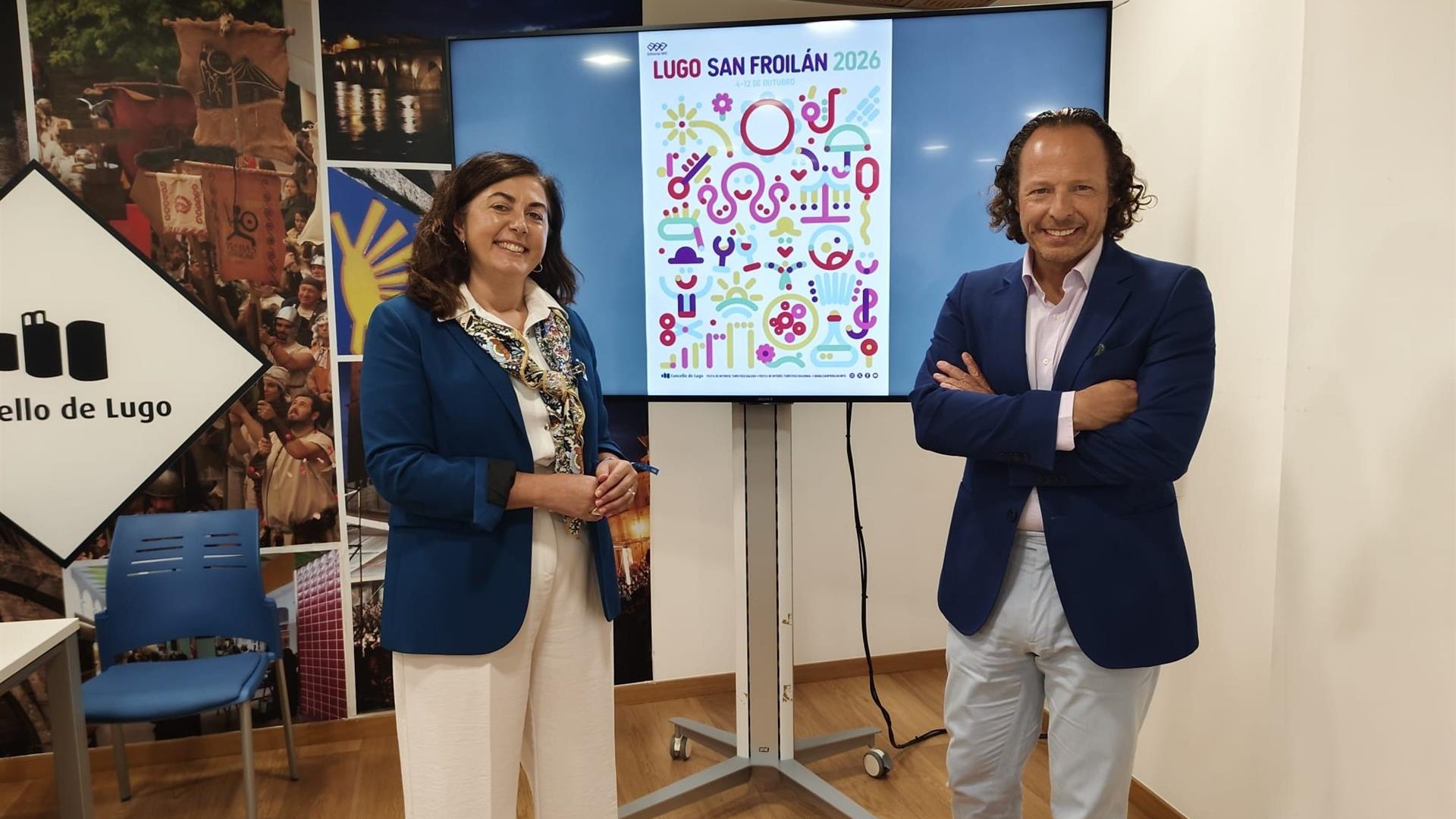 A alcaldesa de Lugo e o concelleiro de Cultura, durante a presentación do programa (Europa Press)