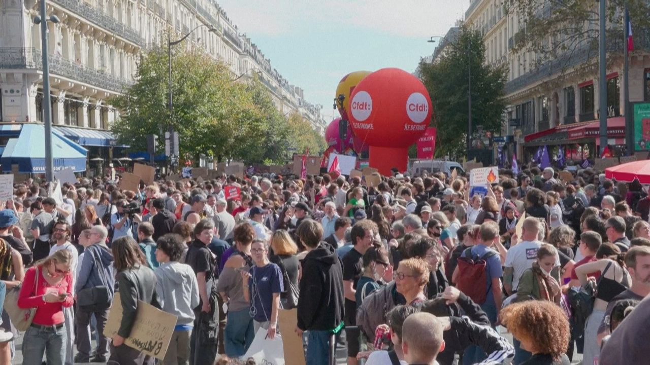 Manifestación de estudantes en París. France Press