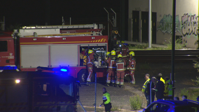 Bombeiros de Vigo no simulacro do túnel das Maceiras. TVG.