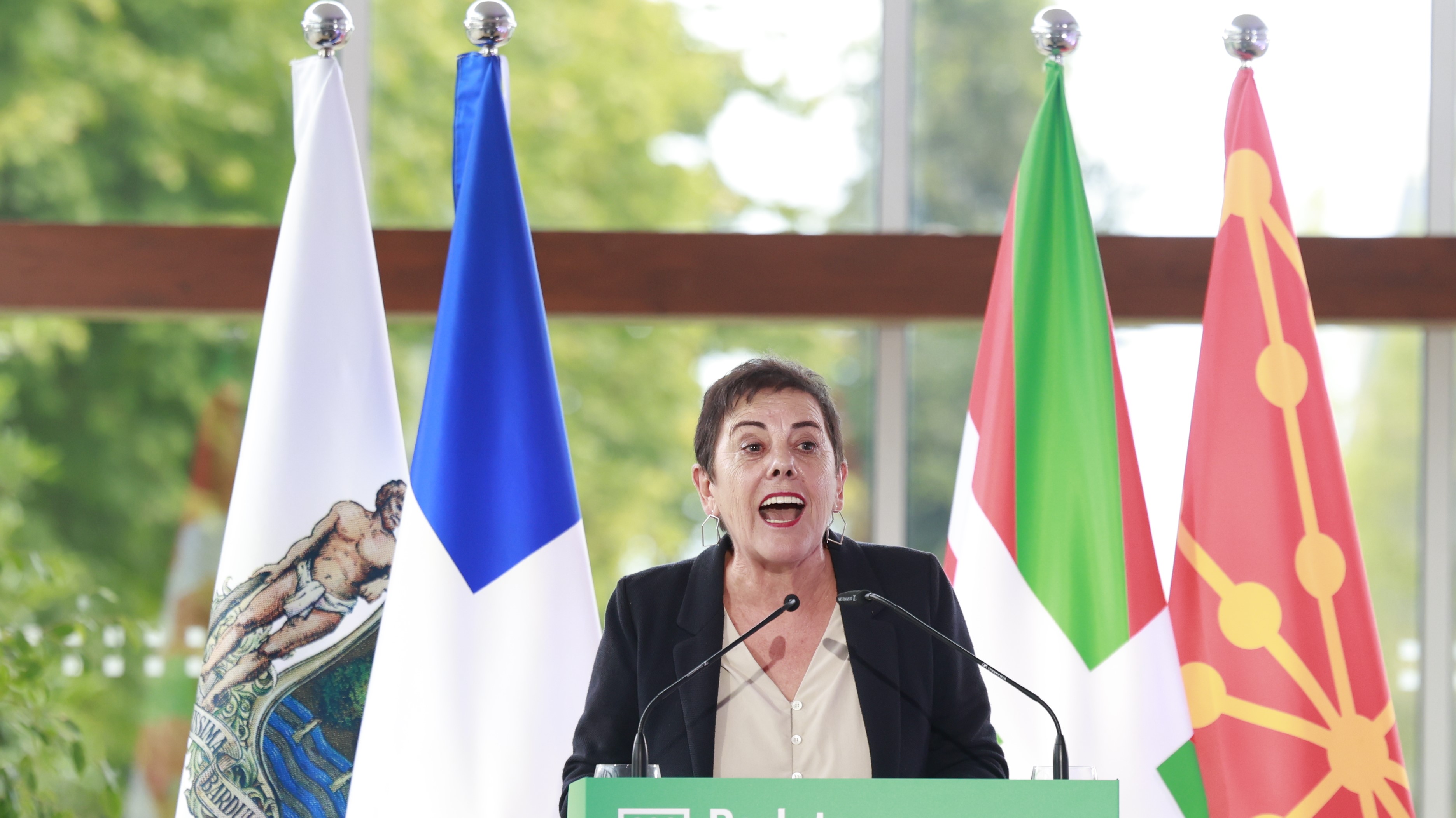 Aizpurua nun acto político este sábado en San Sebastián. EFE/Juan Herrero