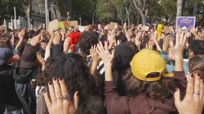 Protesta de estudantes en París. Reuters (Arquivo)