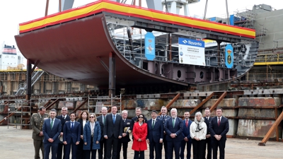 Acto de posta de quilla da segunda das fragatas F-100 en Ferrol o 25 de abril de 2025 (Raúl Lomba/Europa Press/Arquivo)