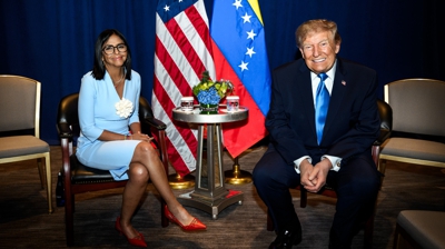A presidenta encargada de Venezuela co presidente estadounidense o pasado setembro. DANIEL TOROK - PRENSA PRESIDENCIAL DE VENEZUELA